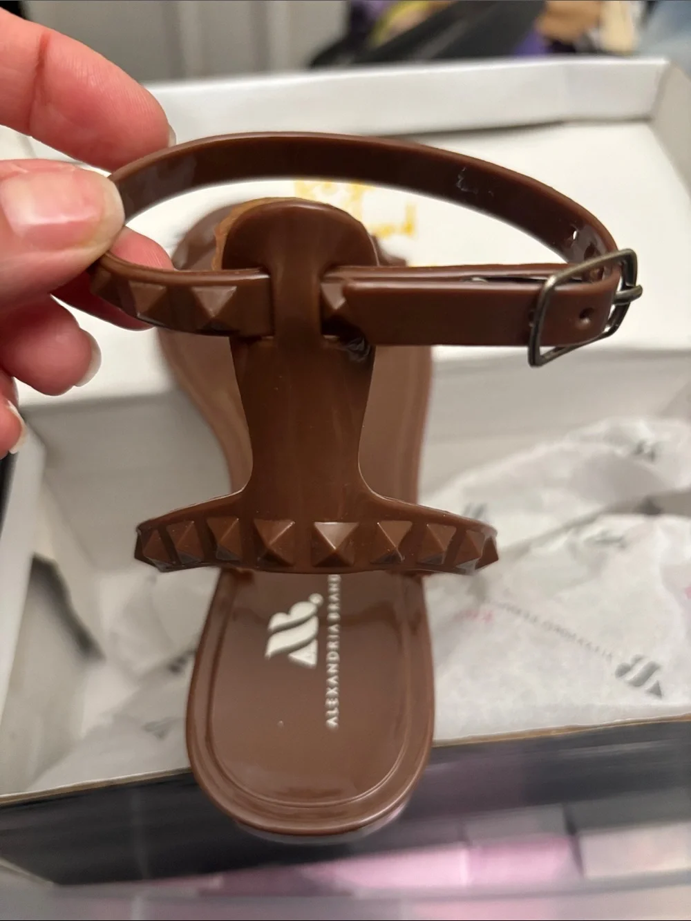 Kids Brown Ankle-Strap Jelly Sandals